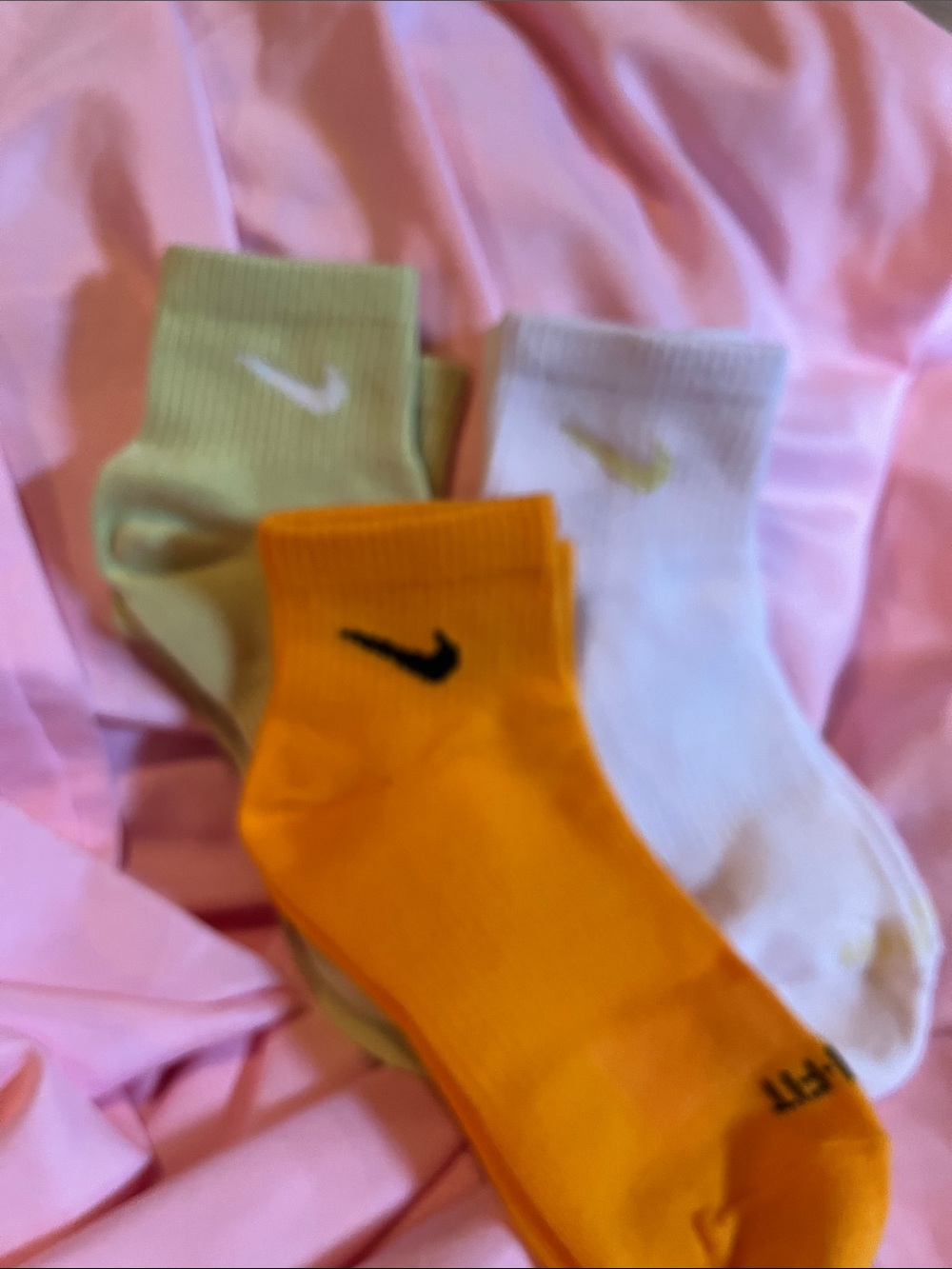 Nike Ankle Socks in White, Lime and Orange